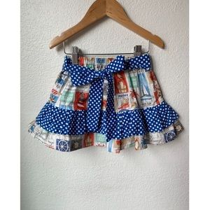 NEW Handmade Nautical Print Ruffle Tiered Skirt with Ribbon
